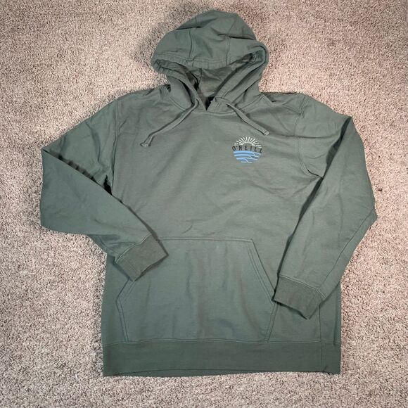 O'Neill Olive Green Graphic Hoodie Mens L Sweatshirt Surf Wave Skate Y2K - Picture 2 of 10